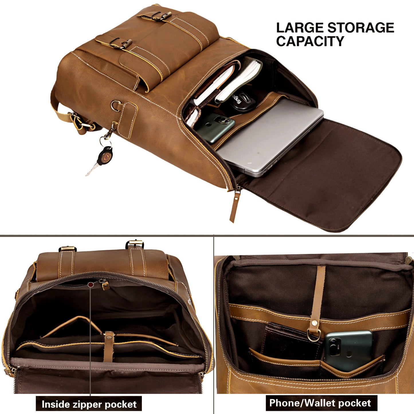 MADISON LEATHER BACKPACK - TAN