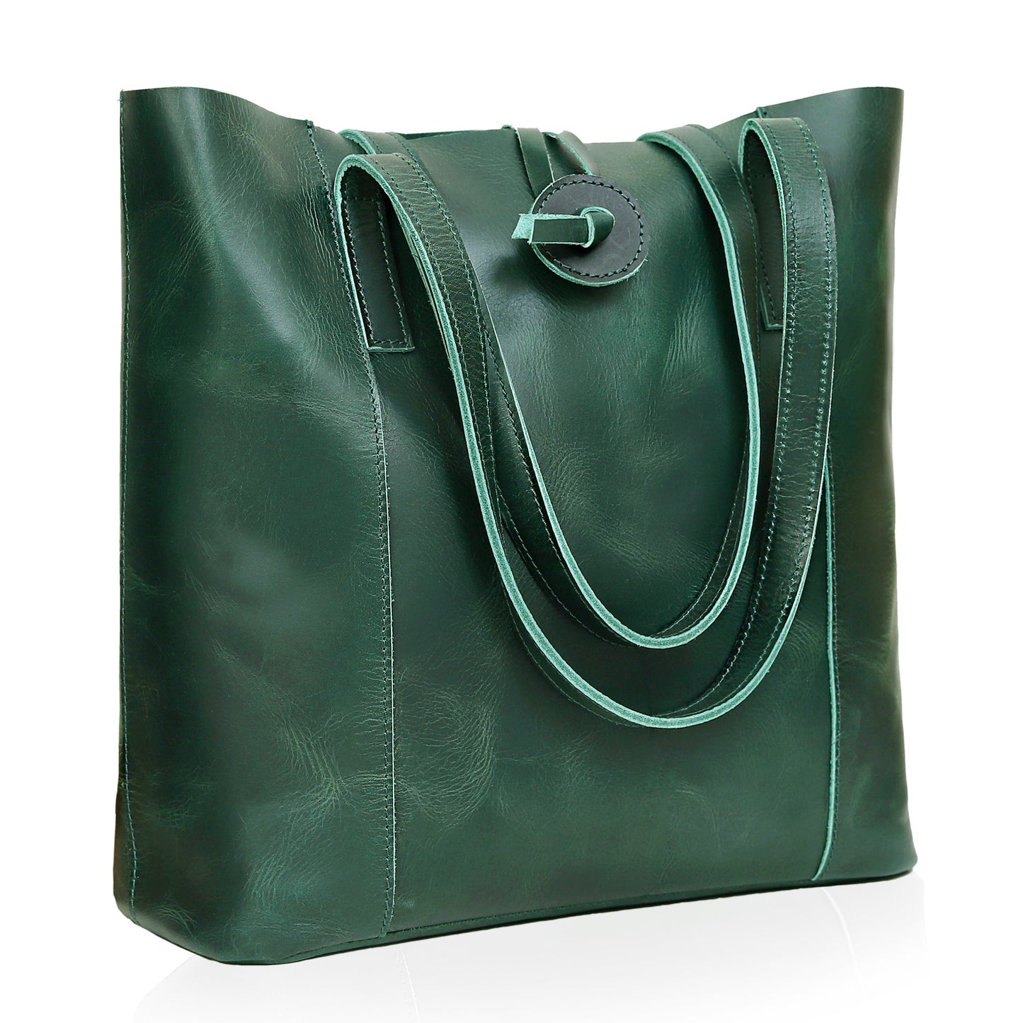 DENVER BUFFALO LEATHER TOTE BAG - GREEN
