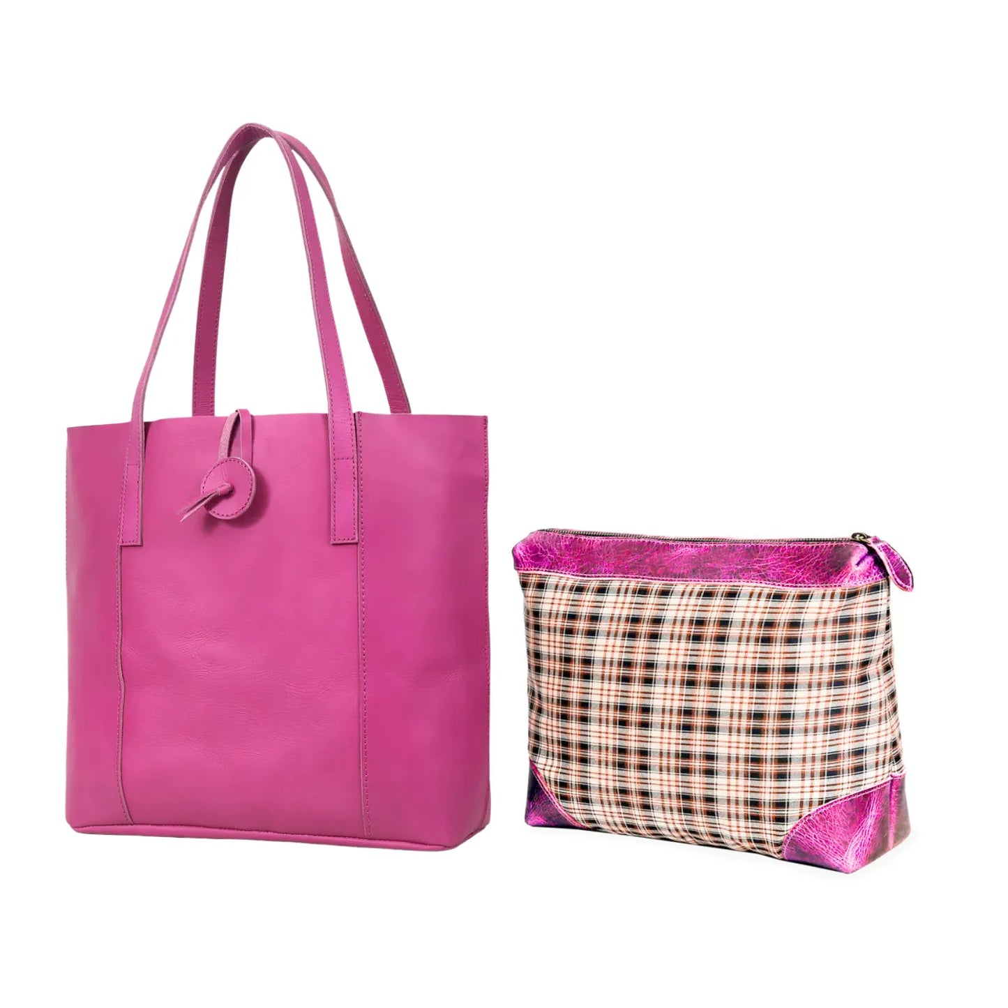 DENVER LEATHER TOTE BAG - PINK