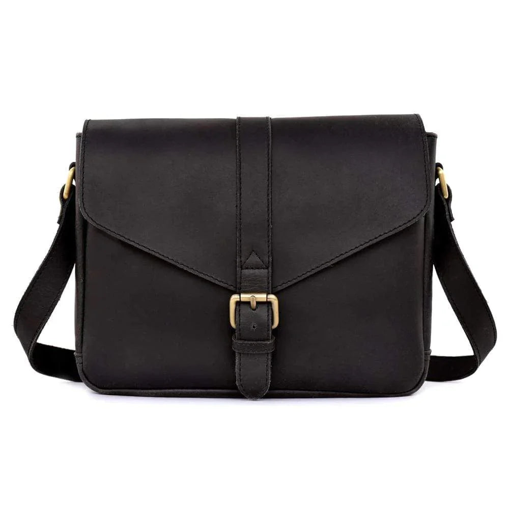 Sydney Leather Crossbody Purse-BLACK
