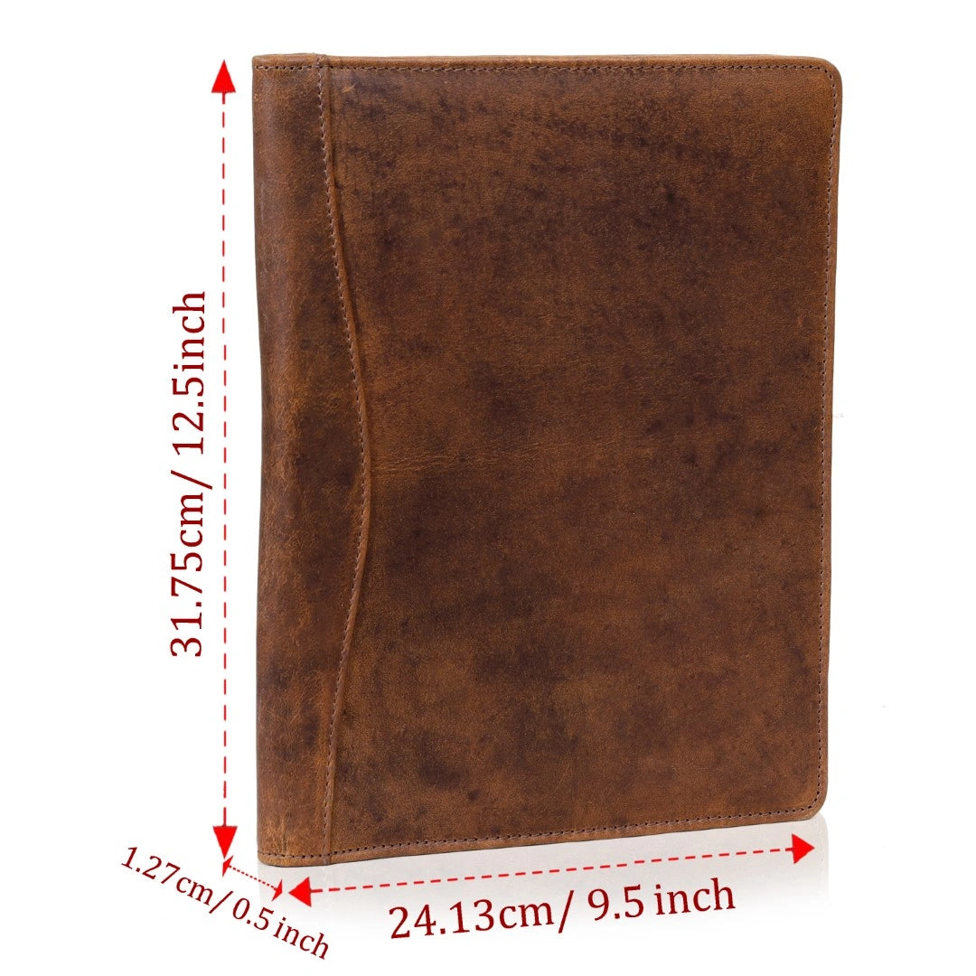Premium Full-Grain Leather Padfolio with Pockets