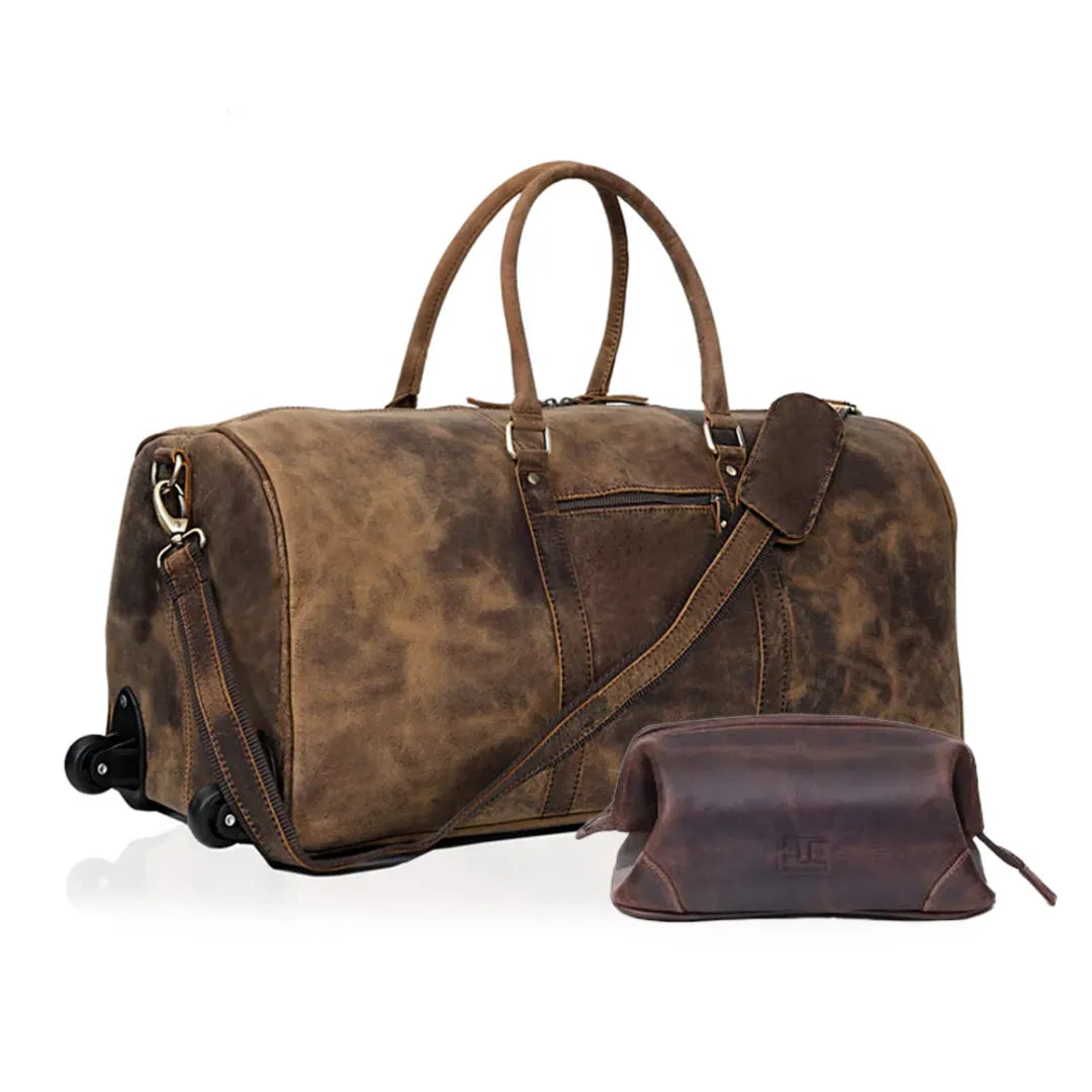 Atlanta Leather Duffle Bag & Toiletry Kit Combo | The Leather Farm