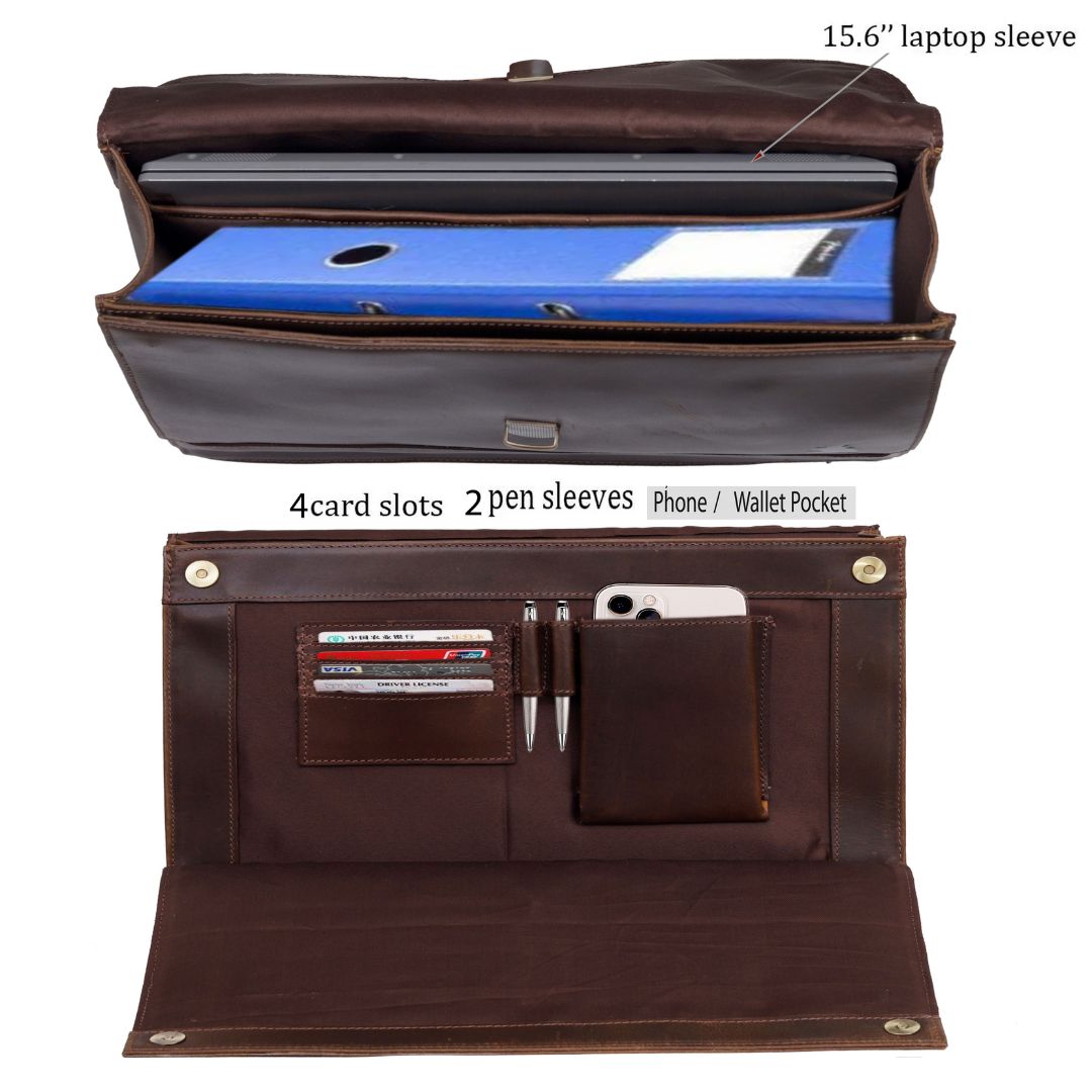 Walker Buffalo Lawyer Leather Briefcase