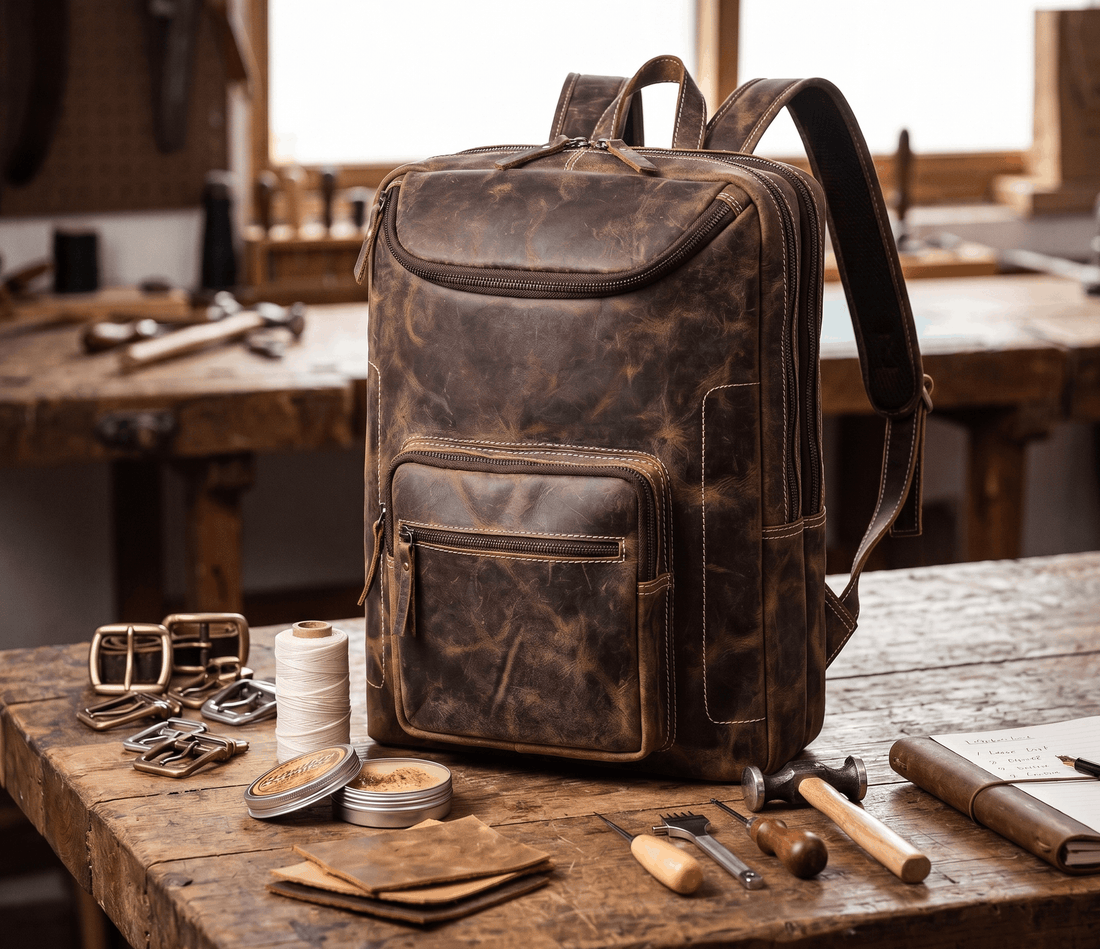 backpack leather men Full Grain Men's Business 14 inch Laptop Backpack Black Leather Work Backpack School Backpack lasting Rubi and YKK zippers as you should expect Leather Backpack, Men's Brown Leather