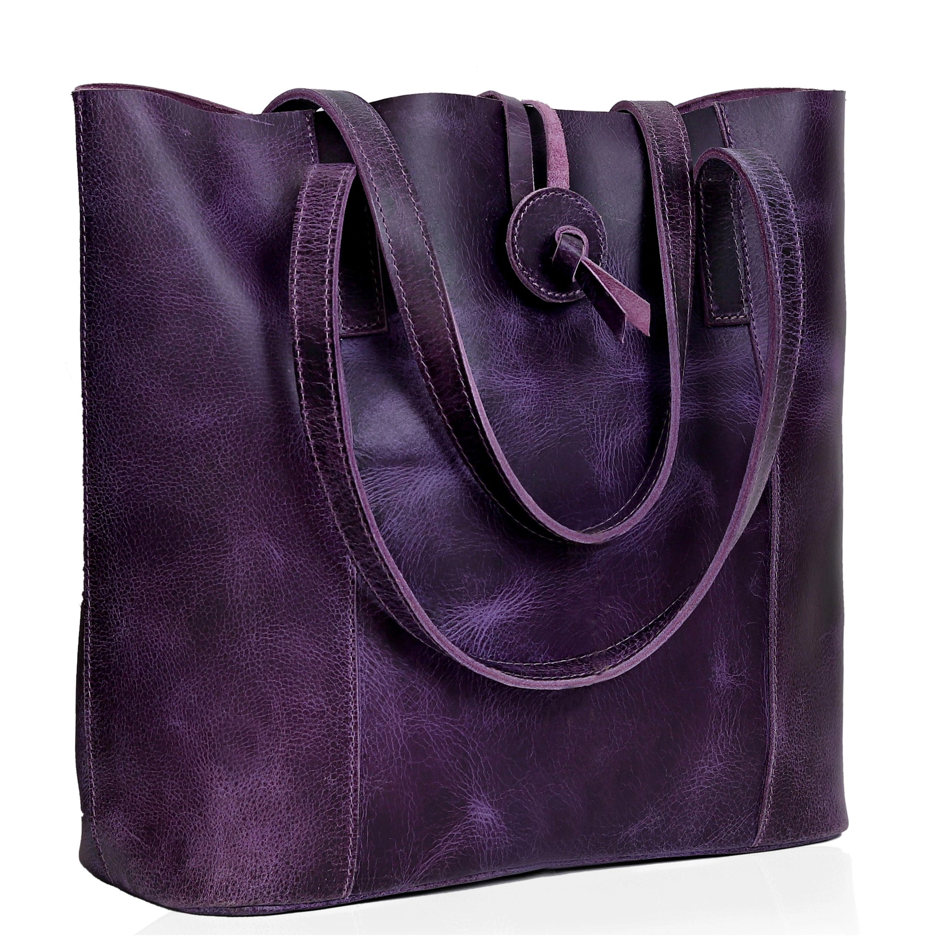 Denver Purple Leather Tote Bags