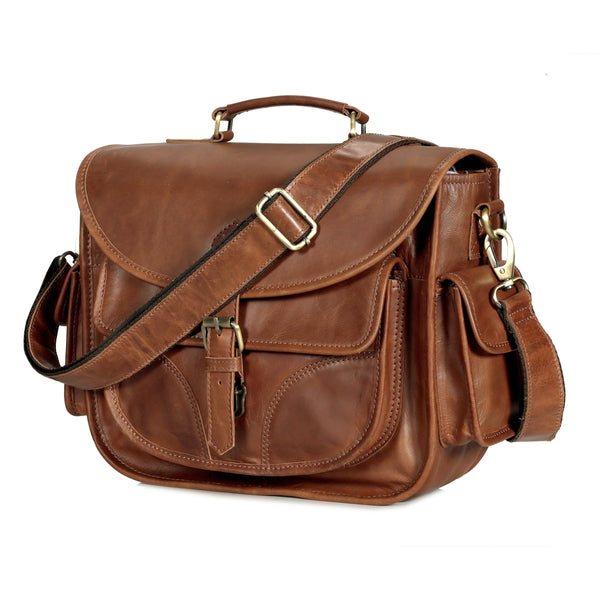 Sac bandoulière en cuir Camera - Fauve