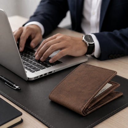 Men's Bifold Leather Wallet - Tan
