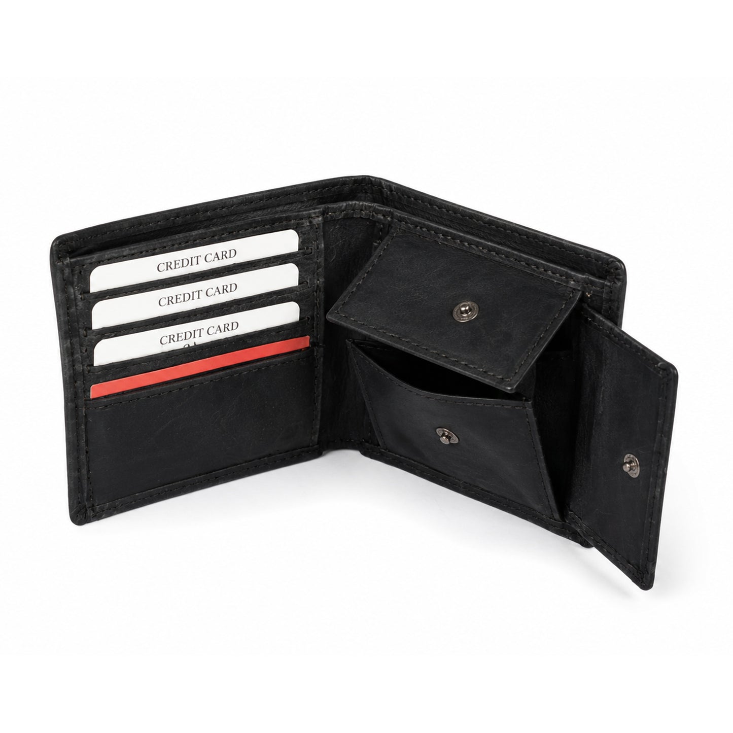 Men's Bifold Leather Wallet - Black