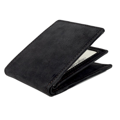 Men's Bifold Leather Wallet - Black