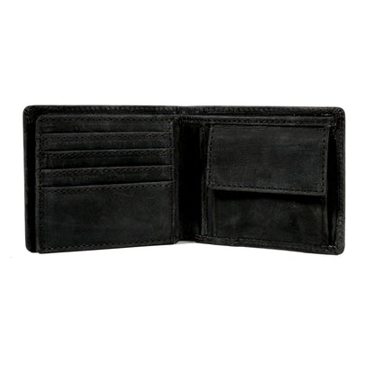 Men's Bifold Leather Wallet - Black