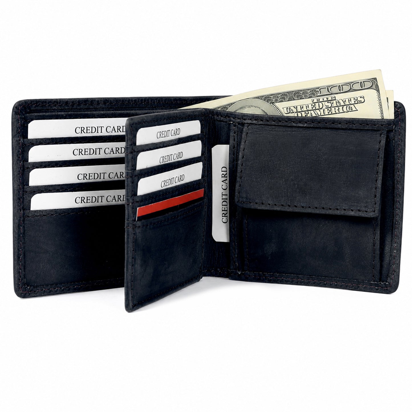 Men's Bifold Leather Wallet - Black