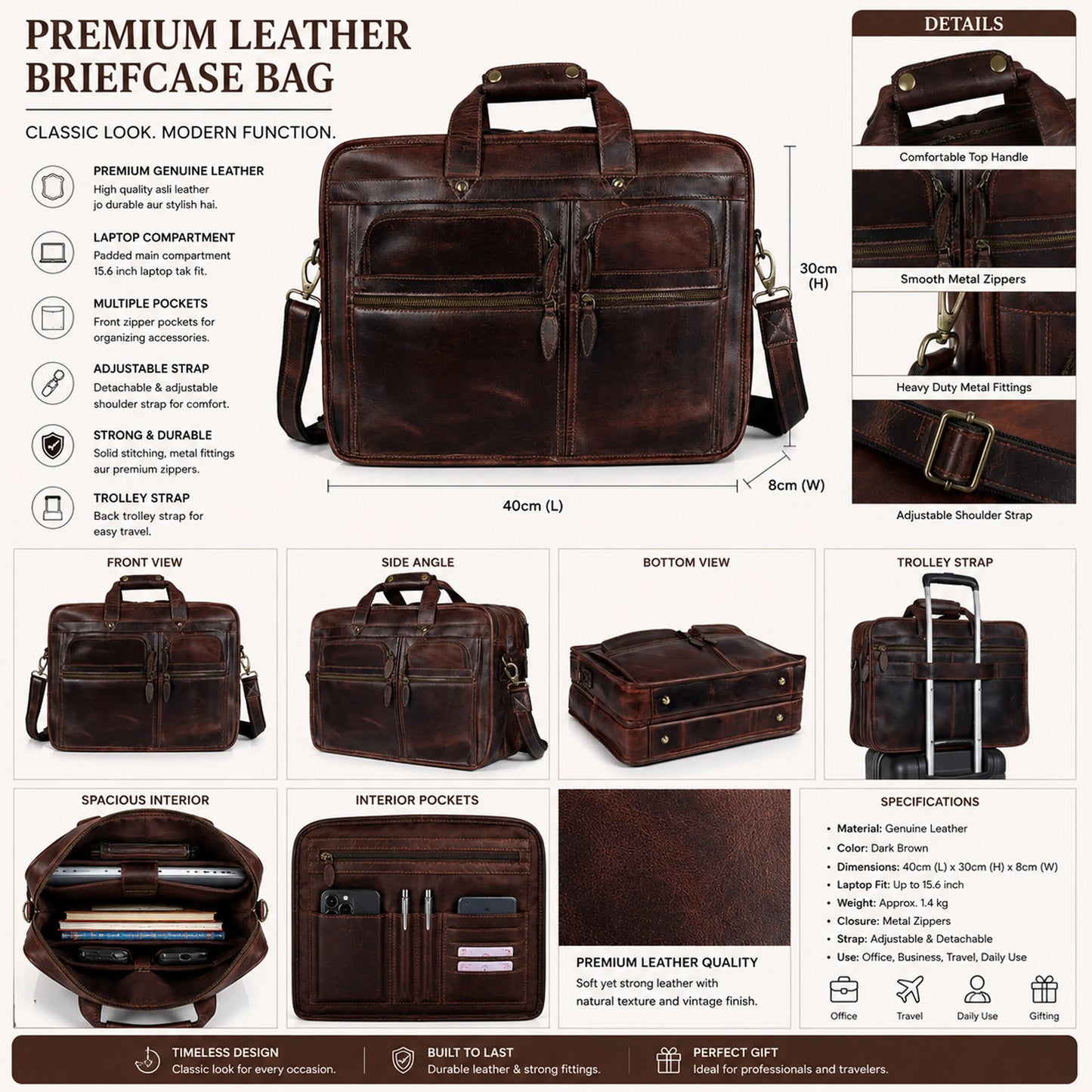Farm Premium Buffalo Leather Duffle Combo Set