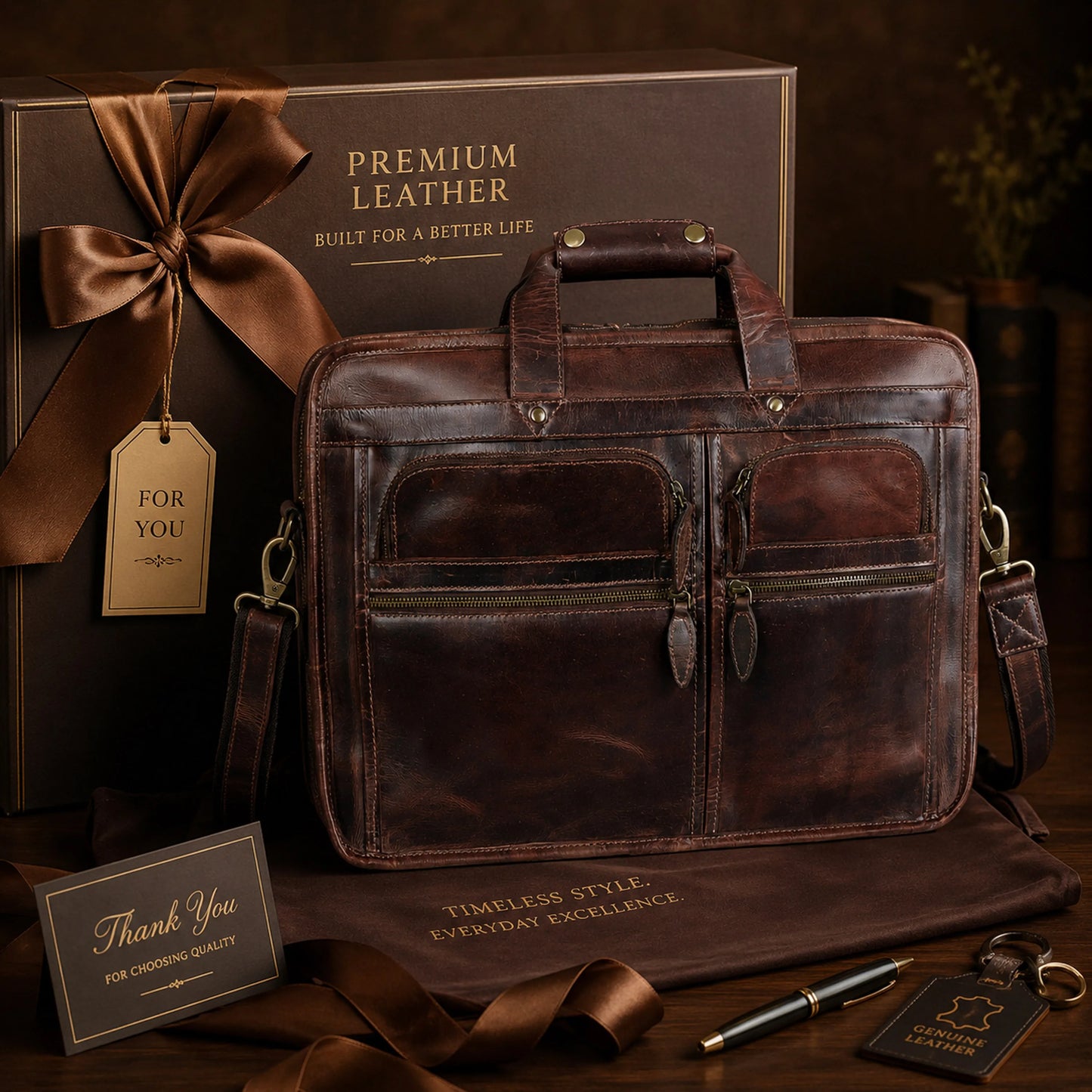 Farm Premium Buffalo Leather Briefcase