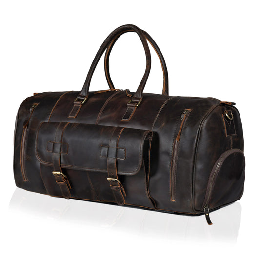 Mars Leather Duffel Bag For Men - Dark Brown