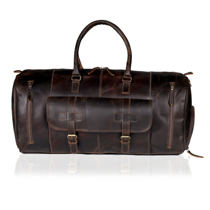 MARS LEATHER DUFFEL BAG FOR MEN - DARK BROWN