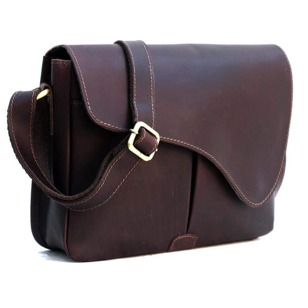 Rhea Leather Crossbody Bag - Brown