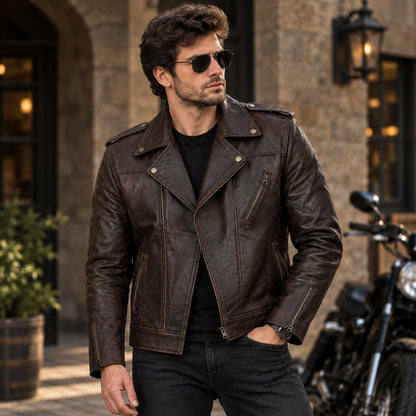 Hunter Brown Leather Jacket for Men