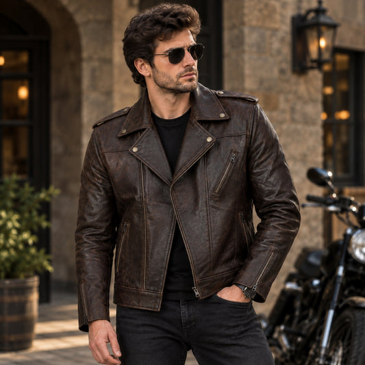 Hunter Brown Leather Jacket for Men