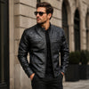 black leather jacket
