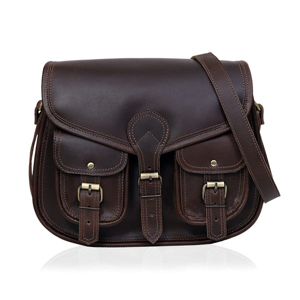 Sacoche de selle Scarlett en cuir pleine fleur - Marron