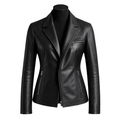 Jessica Black Leather Jacket for Women