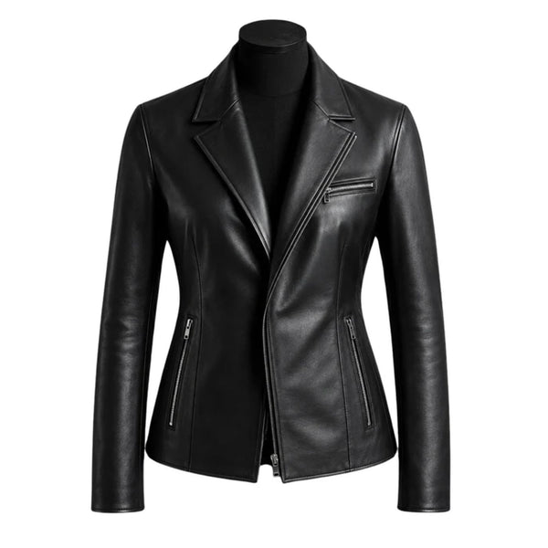 Jessica Black Leather Jacket for Women