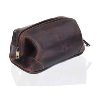 Trousse de toilette et grande trousse de voyage en cuir Euphrates - Marron