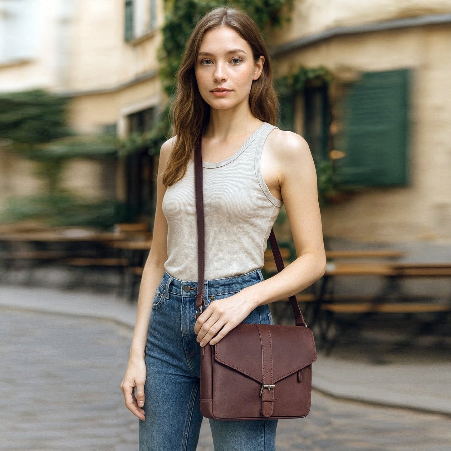 Sydney Leather Crossbody Purse - Brown