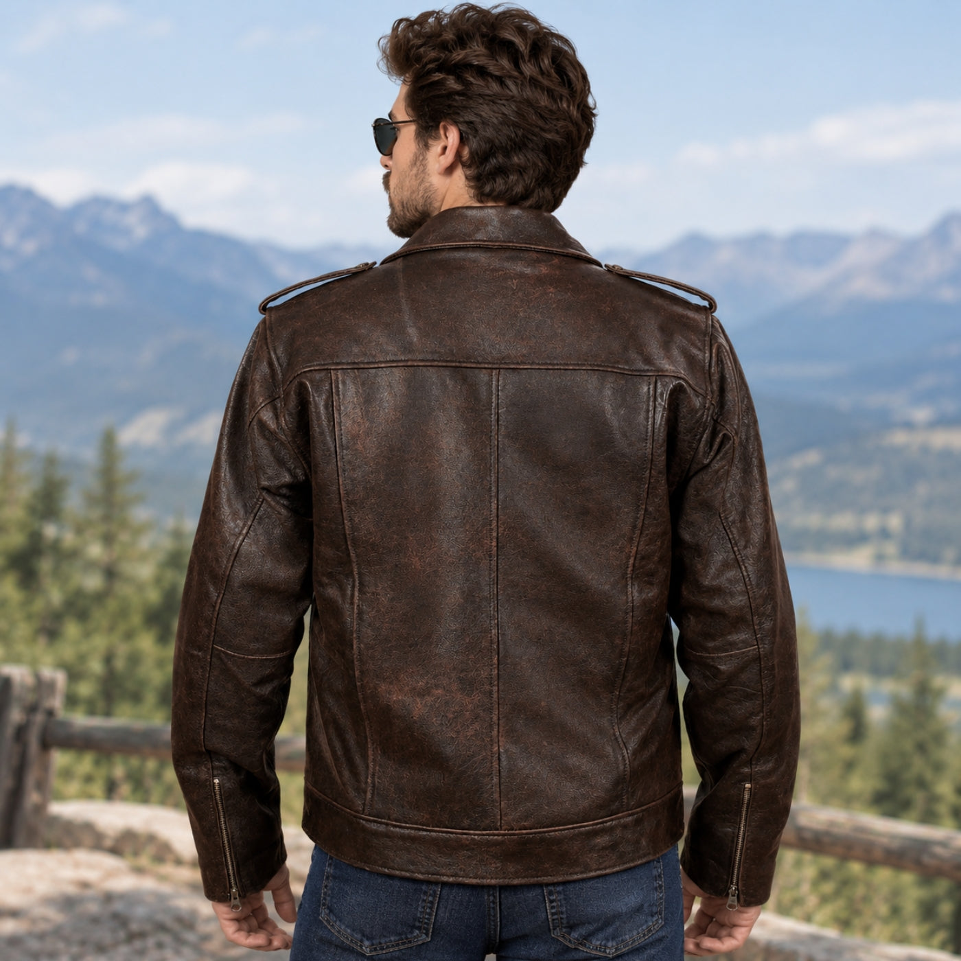 Hunter Brown Leather Jacket for Men