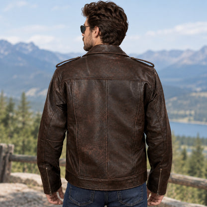 Hunter Brown Leather Jacket for Men