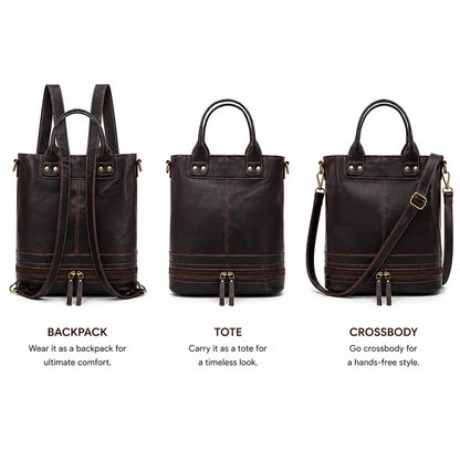 Convertible Leather Bag - 3 in 1