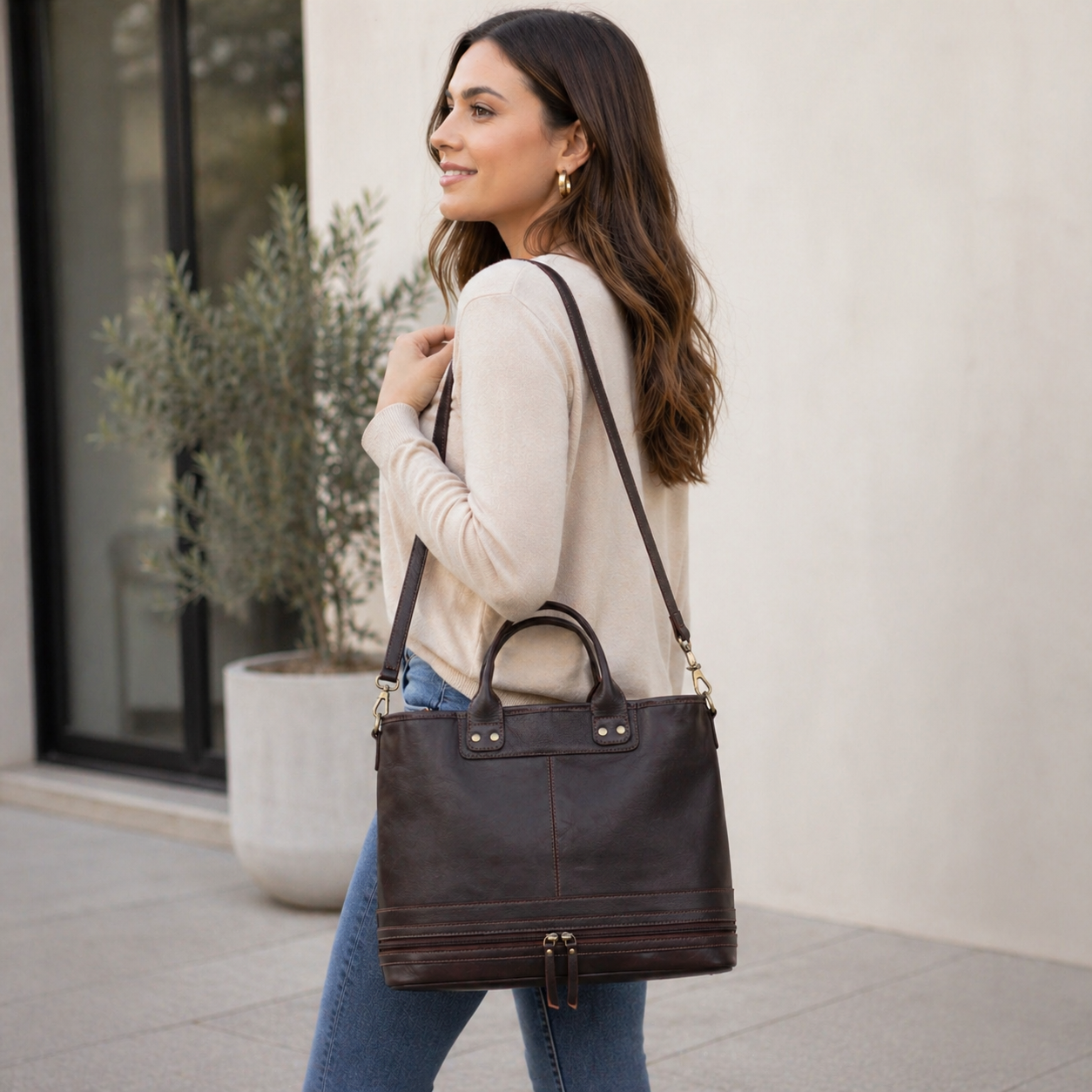 Convertible Leather Bag - 3 in 1