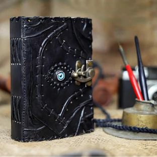 Halloween Special Hocus Pocus Book of Spells Leather Journal Writing Book - Black