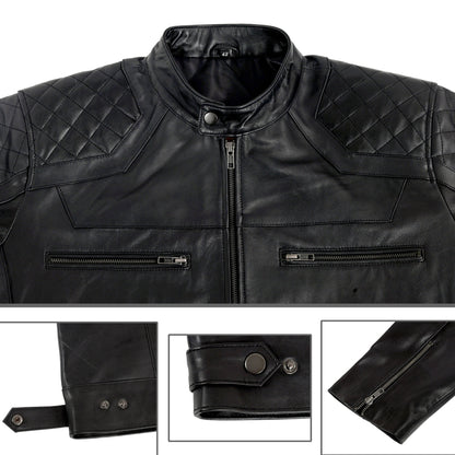black leather outerwear