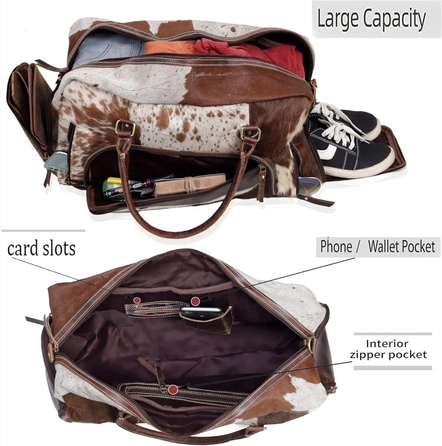 Handmade Cowhide Leather Duffle Bag
