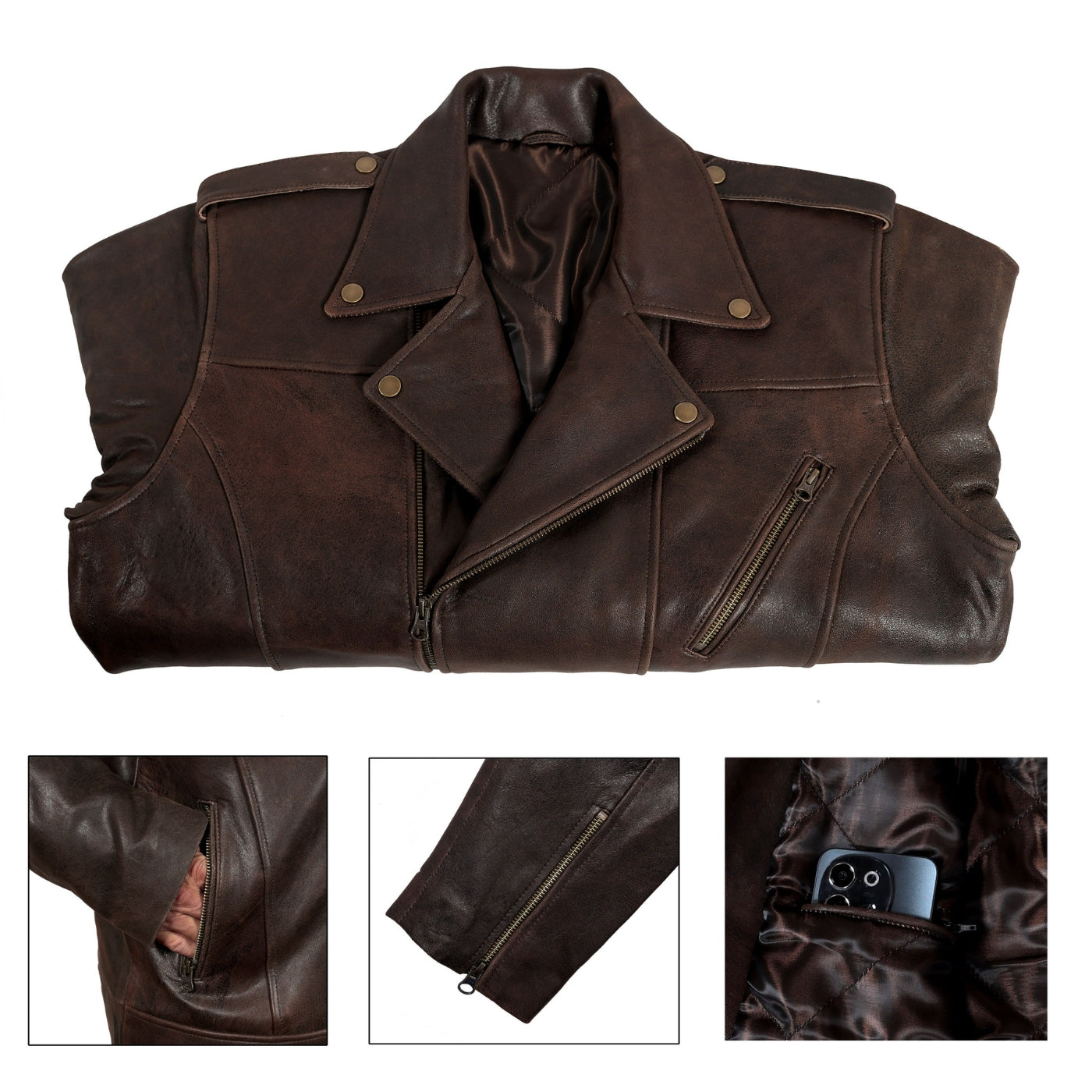 Hunter Brown Leather Jacket for Men