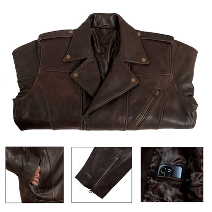 Hunter Brown Leather Jacket for Men