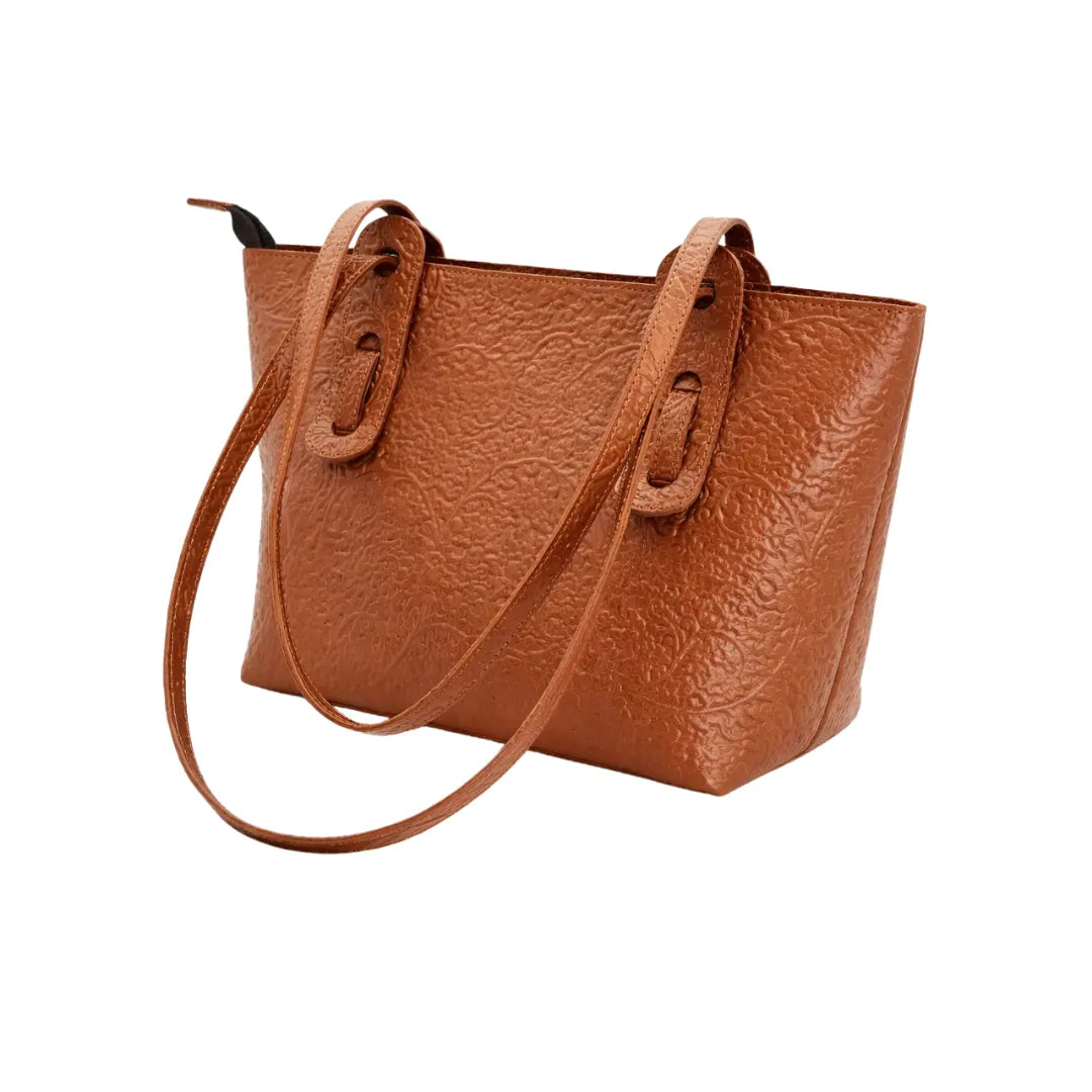 HEIRLOOM LIGHTWEIGHT TOOLED LEATHER TOTE BAG