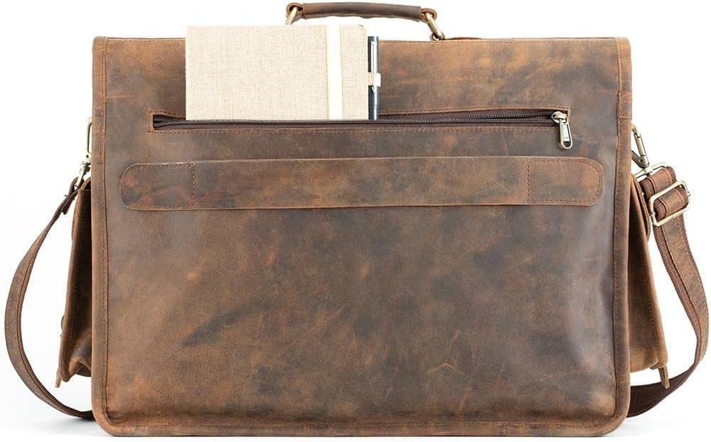 Vintage style Buffalo Leather Messenger Laptop bag