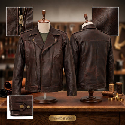 Hunter Brown Leather Jacket for Men