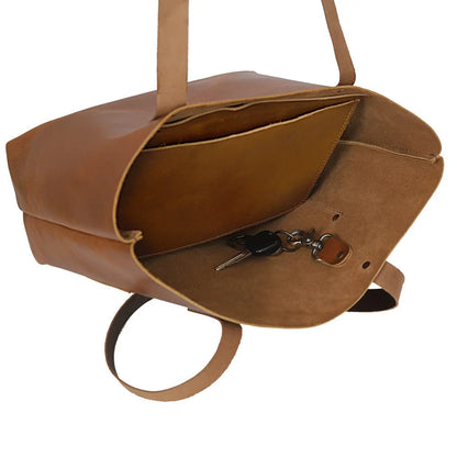 TAN BELLA BUFFALO LEATHER TOTE BAG