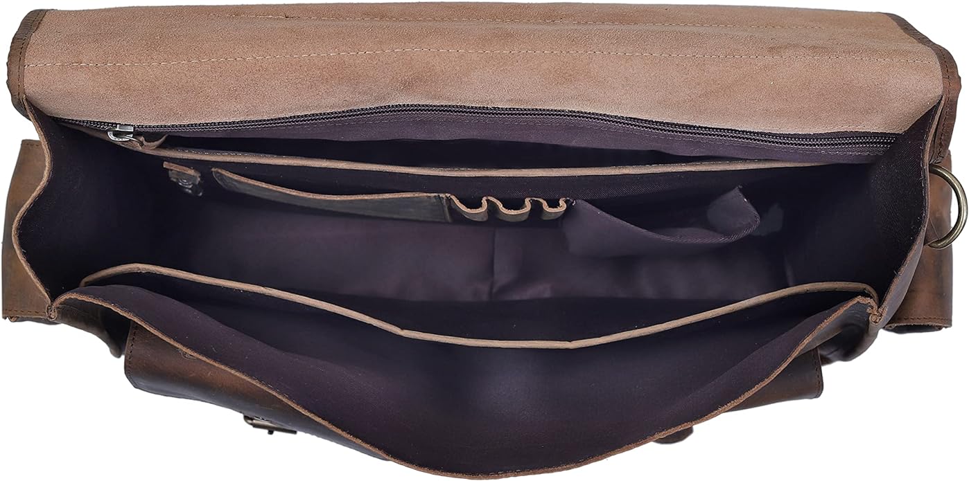 Vintage style Buffalo Leather Messenger Laptop bag 18