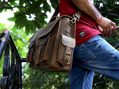 Vintage style Buffalo Leather Messenger Laptop bag