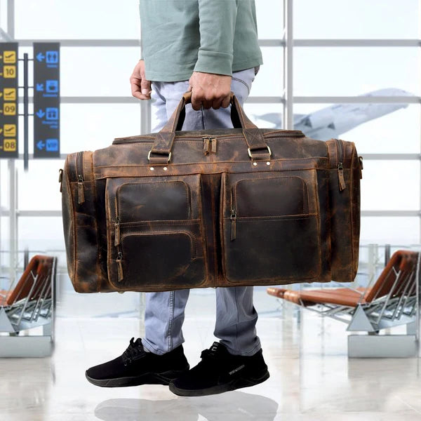 mens leather duffle bag