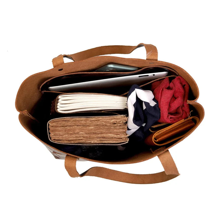 TAN BELLA BUFFALO LEATHER TOTE BAG