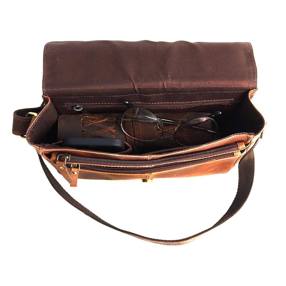 Sydney Leather Crossbody Purse - Brown