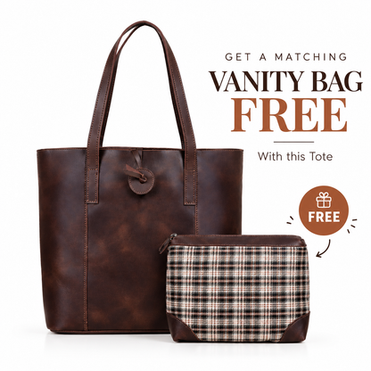 Sac cabas intemporel en cuir marron 1 acheté, 1 offert