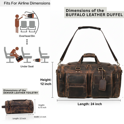 Denver Buffalo Leather Weekender Bag
