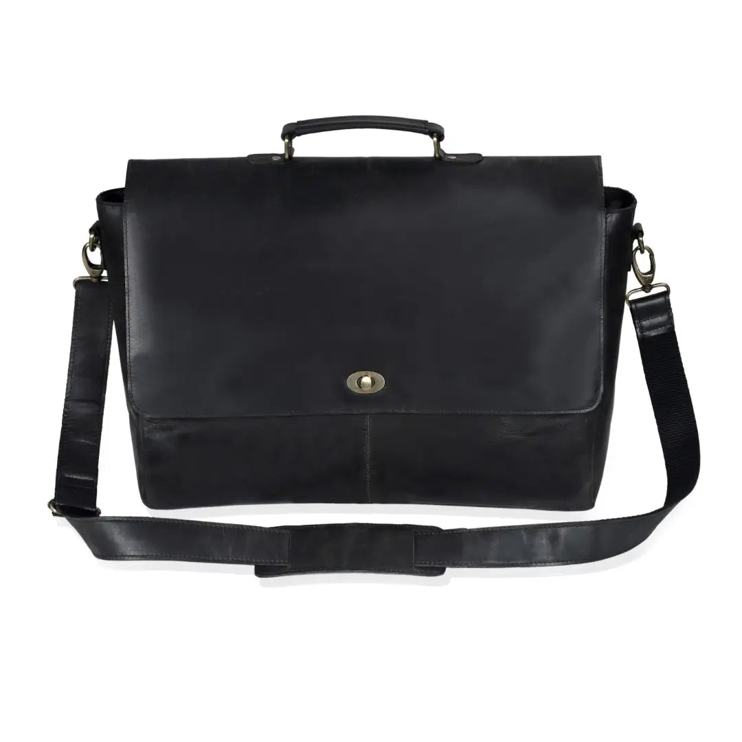 CAPTAIN BLACK LEATHER MESSENGER BAG