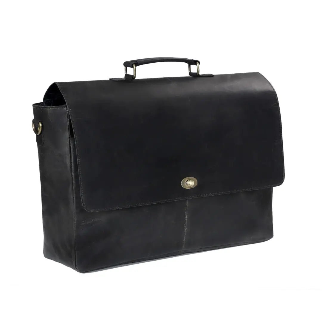 CAPTAIN BLACK LEATHER MESSENGER BAG
